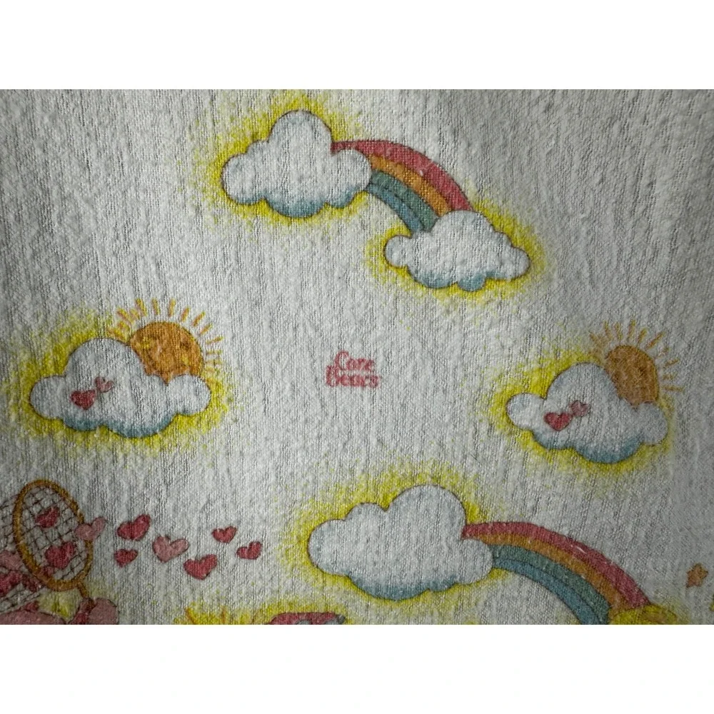 1983 Care Bears Baby‎ Blanket Colorful Rainbow & Cloud Soft Throw - Picture 3 of 7